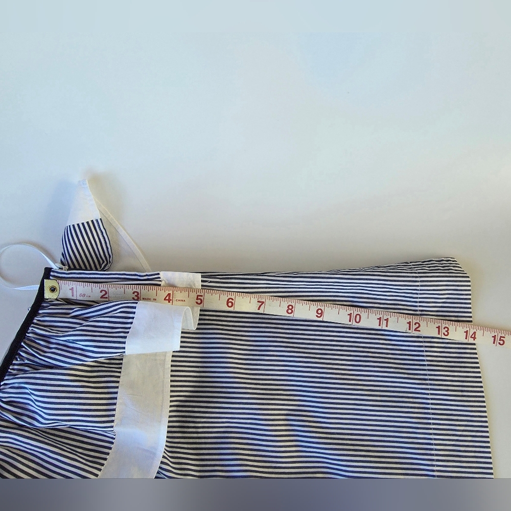 J Crew One Shoulder Ruffle Navy and White Striped Blouse Women's size 2 - Picture 8 of 10